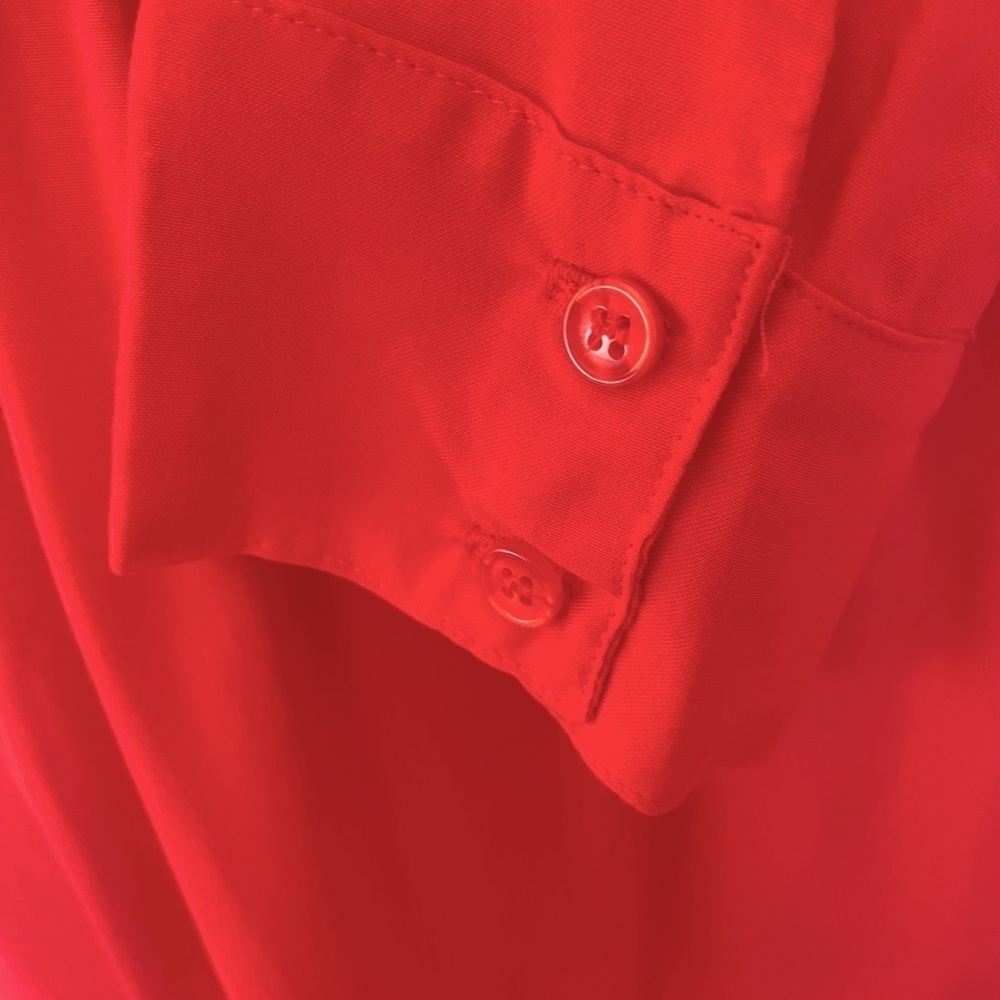 Splendid Coral Long Sleeve V Neck Mini Dress Pockets Elastic Waist Size M NEW - Picture 7 of 10